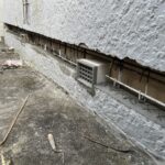 During steel in pre mortar Foundation Lifting