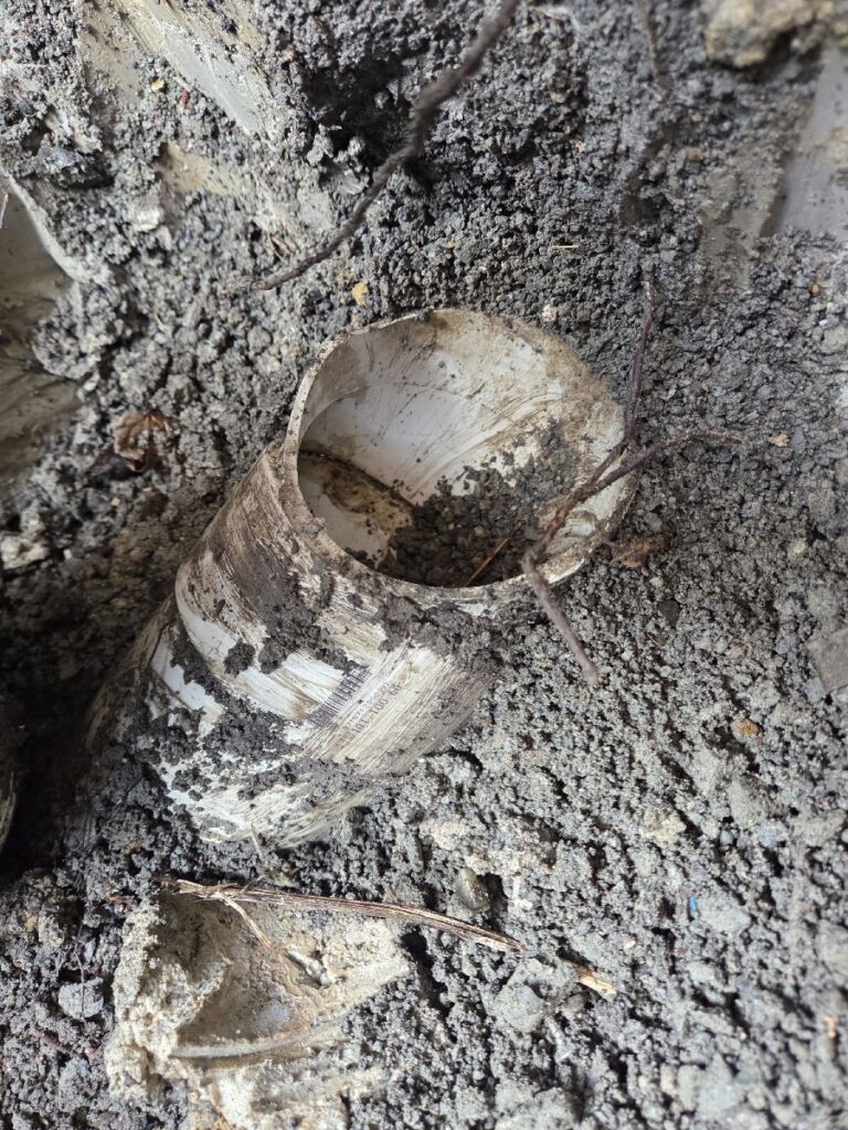 Brocken drainange pipe located